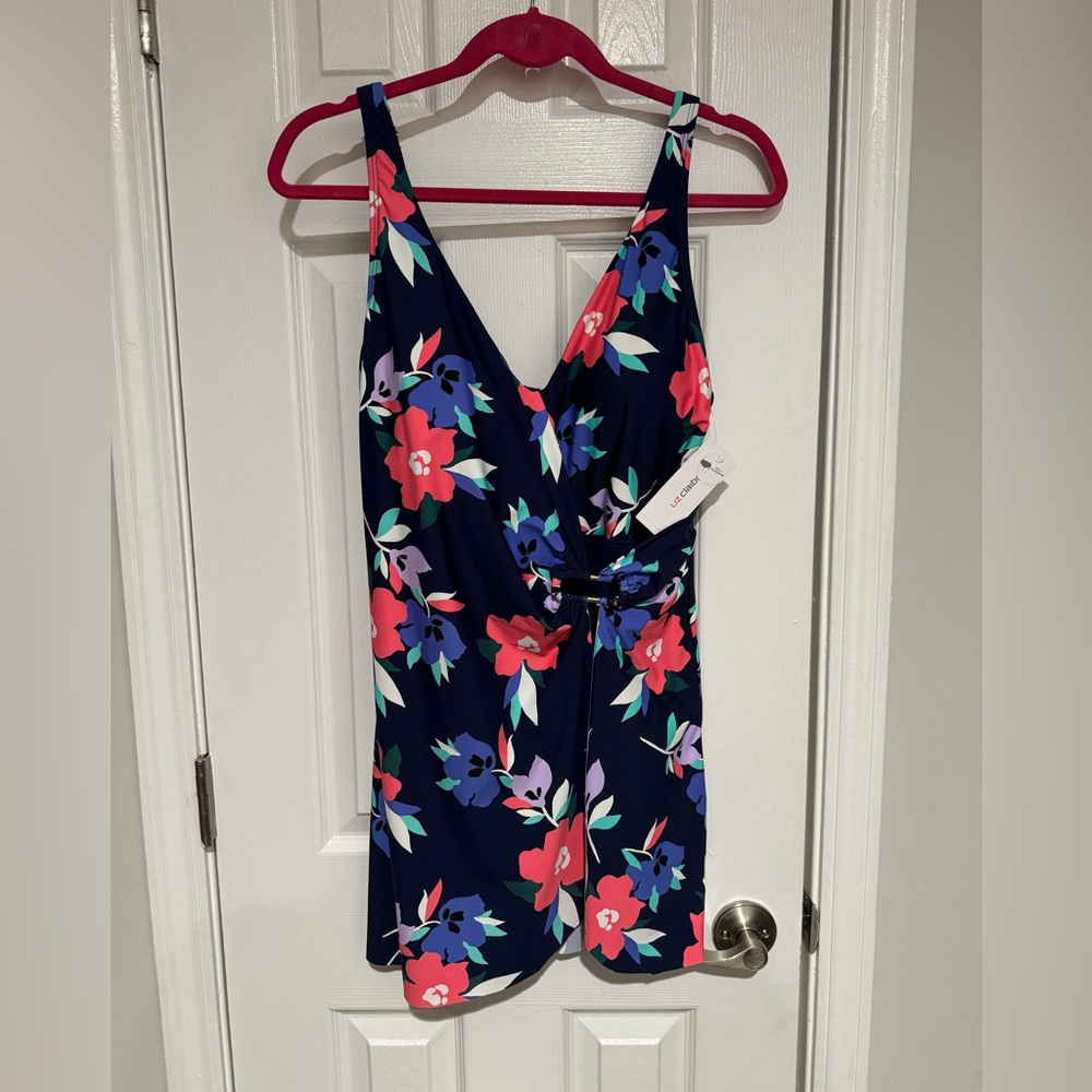 New- Liz Claiborne Women's One Piece Halter Top Swimming Suit